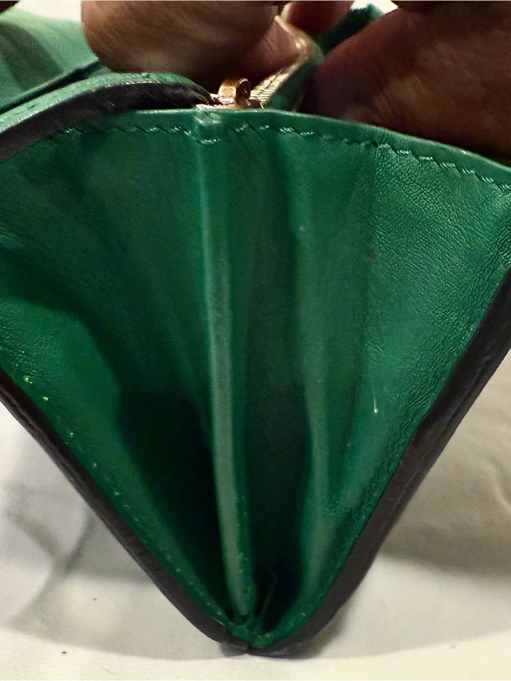 Fendi 2Jours Continental Leather Wallet Envelope Style In Taupe/Green